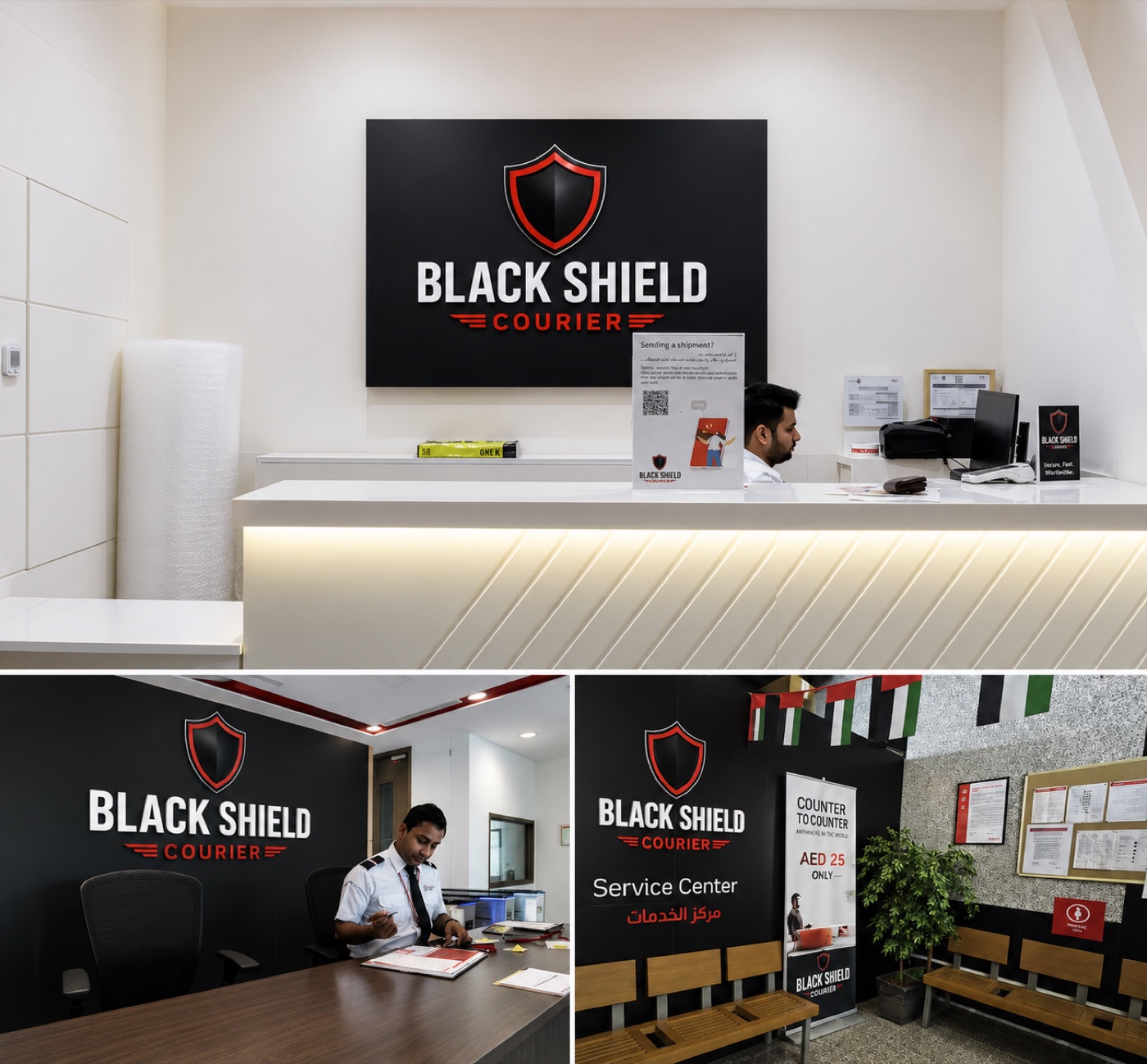 Black Shield Courier reception and customer counters