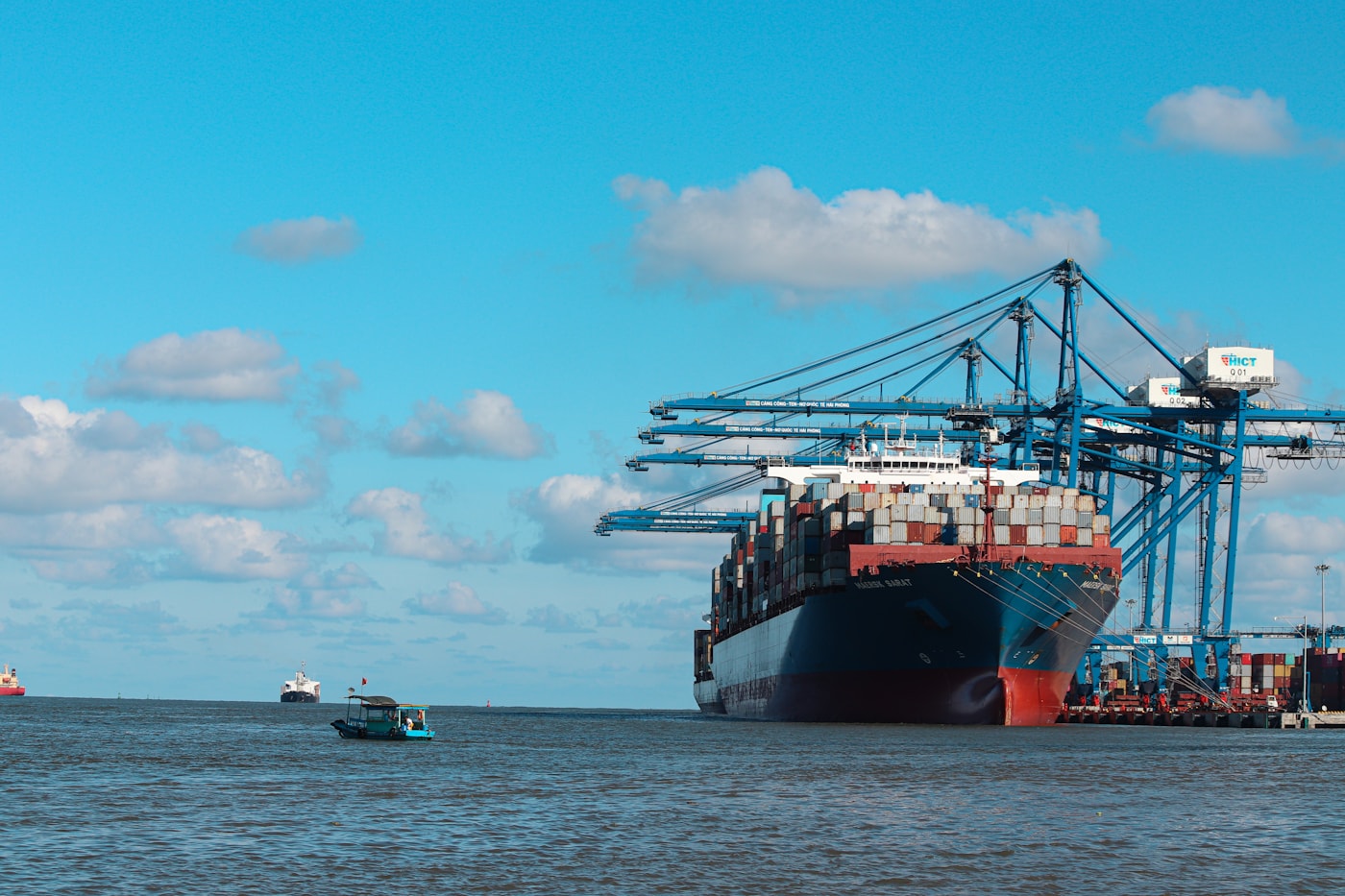 Container ship at an international port