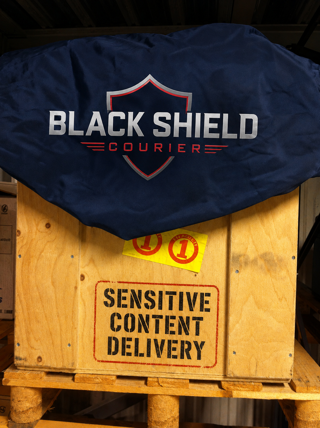 Protected wooden crate prepared for sensitive cargo delivery